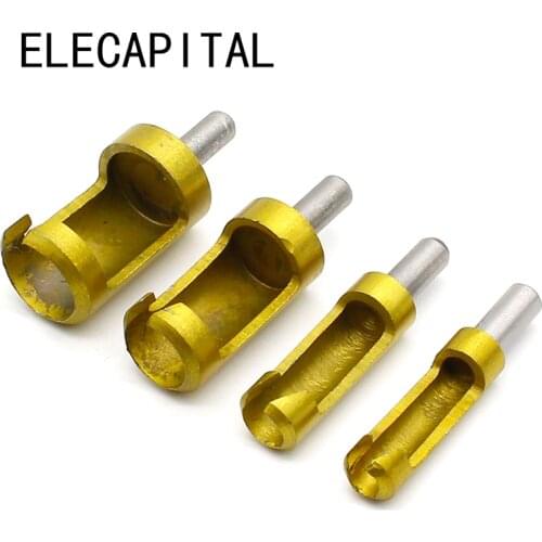 4pcs Barrel Cork Drill Plug Cutter Drill Bit Bored Hole Wood Tenon Hole Saw Arbors foret bois woodworking tools taladro manual