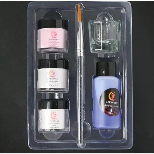 40ml Nail Acrylic Liquid(Monomer) +Powders Kits Polish French White Crystal Nails Carving/Dipping/Extension Builder Tools @45-6