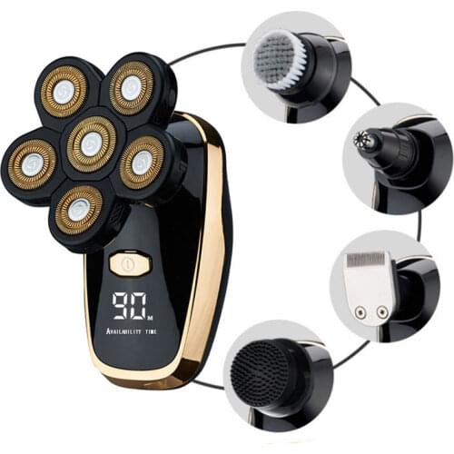 5in1 washable grooming facial electric shaver wet dry electric razor brush rotate rechargeable bald head shaving machine kit