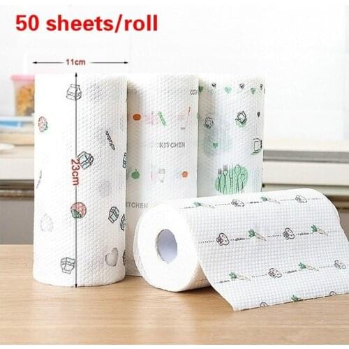 50 sheets / roll Rag Wet and Dry Dual-use Kitchen Wash Household Absorbent Non-woven Fabric Washable Paper Towels