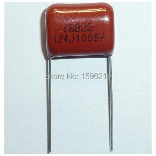 50pcs CBB capacitor 124 1000V 124J 1KV 0.12uF 120nF P15 CBB22 Metallized Polypropylene Film Capacitor