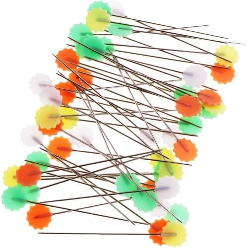 50 Pieces Boxed Straight Flower Head Sewing Pins Patchwork Pins Decorative Pin Sewing DIY Quilting Crafts Dressmaking Tool