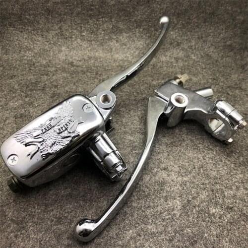 7/8" 22MM Chrome Alloy Universal Motorcycle Brake Master Cylinder Hydraulic Clutch Lever 2PCS Eagle Pattern Disc Accessories