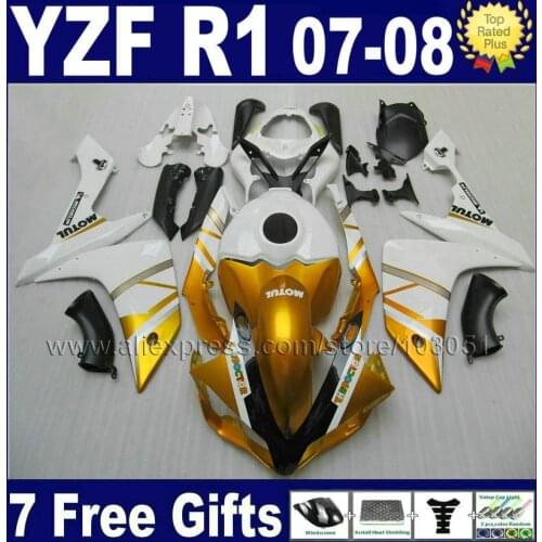 7gifts OEM Injection molding for YAMAHA R1 fairing kit YZF R1 07 08 1000 2007 2008 white bodywork repair fairings kits