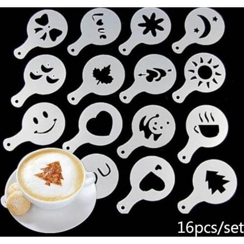 8-16pcs/set Coffee Stencils Cake Baking Decoration Tools Garland Mould Plastic Spray Template Mold for Kitchen Accessories