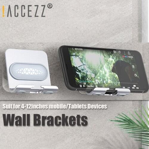 !ACCEZZ Adjustable Bracket Punch-free Cell Phone Wall Holder Stand For iPhone 12 iPad Samsung LG 4-12inches Mobile Tablet Stents