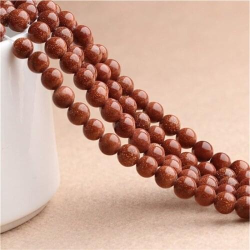 Golden Sandstone Bead 4/6/8/10 Mm Round Loose Beads for Jewelry Making Necklace DIY Bracelets Accessories