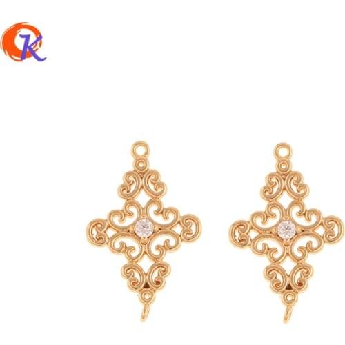 Cordial Design 30Pcs 12*19MM Jewelry Accessories/DIY Making/CZ Earring Connector/Genuine Gold Plating/Hand Made/Earring Findings