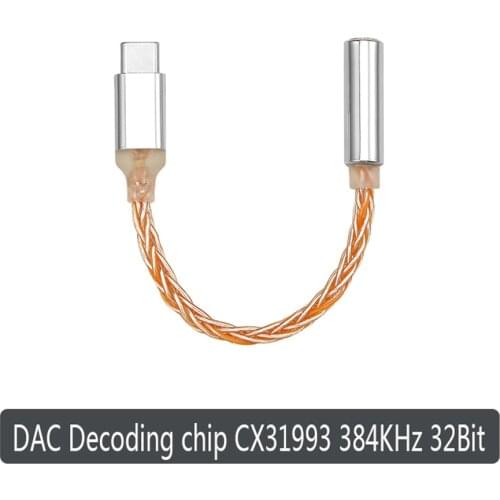 Cx31993 digital audio ,Type C to 3.5mm DAC Headphone Amp 16-32Ω with Output SNR 125dB PCM 32b/384kHz for Android, Windows10