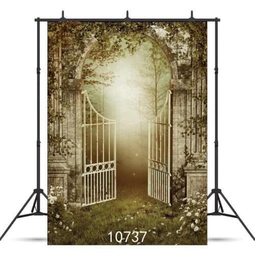 Halloween Photography Backgrounds White Garden Gate with Flower Photophone Portrait Photo Backdrops for Photo Studio Vinyl 3D