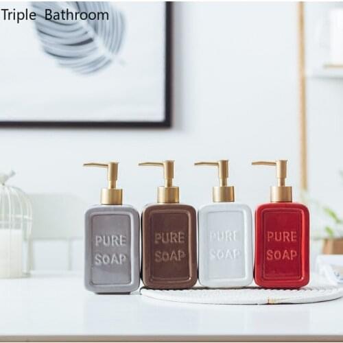 Nordic Ceramic Liquid Soap Dispenser Bathroom Shampoo Shower Gel Bottle Wristband Dispenser Household Kitchen Accessories