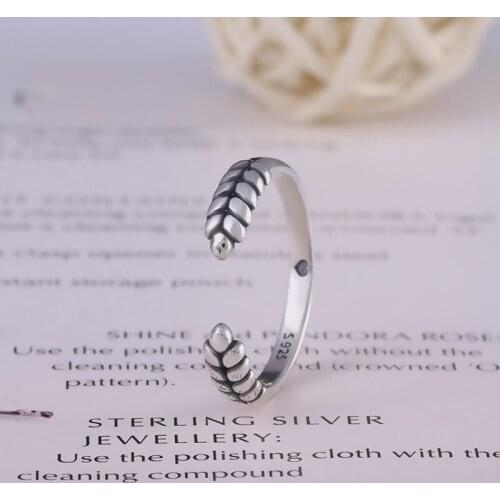 New Real 925 Sterling Silver Ring Open Grains Ear Of Wheat Rings Stacked ring For Women Wedding Party Gift Fashion Jewelry