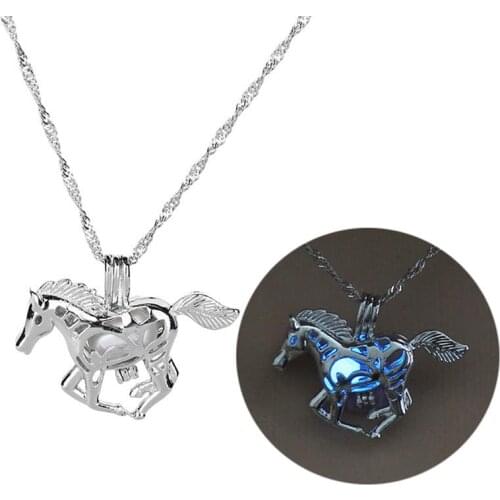Creative Horse Shape Necklace Luminous Pendant Jewelry Fashion Necklace Pendant Charm Neck Decor for Girls