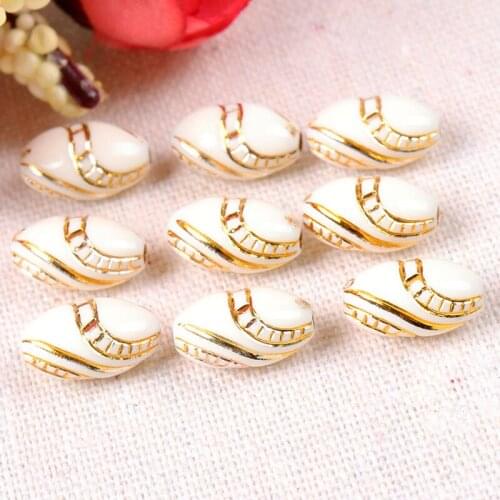 Cream Vintage Gold Stripe Oval Acrylic Spacer Beads For Bracelet Necklace Jewelry Making DIY 13x8mm 100pcs/lot 2018 New