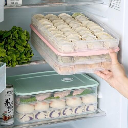 Kitchen Multilayer/Single Layer Refrigerator Storage Container Plastic Box Food Dumplings Airtight Home Organizer