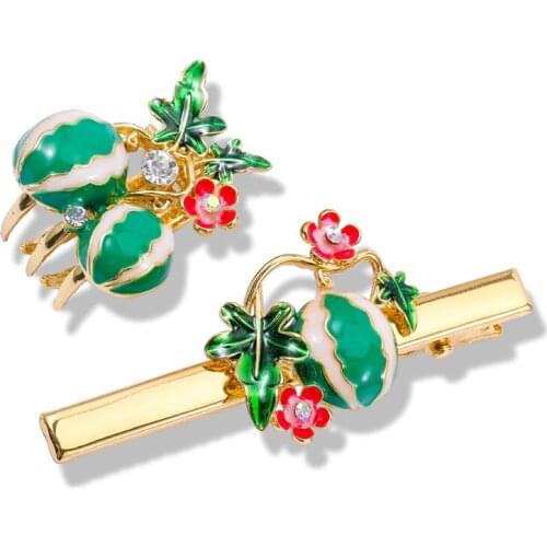 Morkopela Enamel Fruit Hair Clip Set Girls Fashion Hairpin Accessories Rhinestone Metal Hair Pins Jewelry For Women