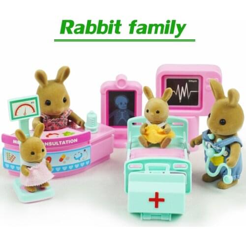 DIY set childrens birthday toy gift bear rabbit toy furniture 1/12 rabbit forest animal family hospital set
