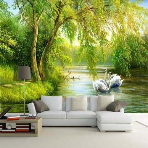 Custom Mural Wallpaper 3D Forest Swan Lake Nature Scenery Photo Wall Paper Living Room TV Sofa Background Wall Home Decor Rolls