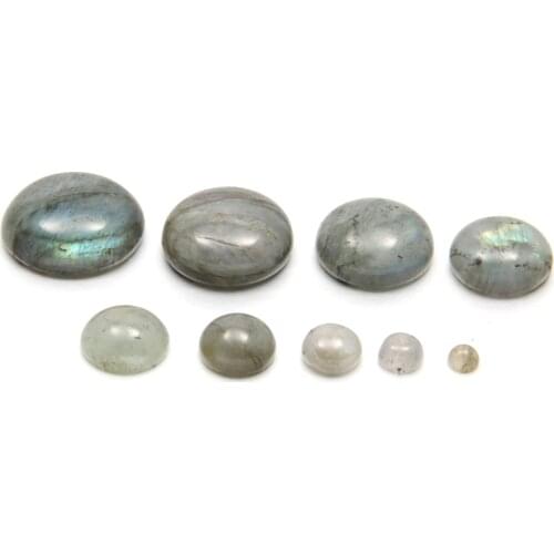 Natural Flash Labradorite Stones Cabochon 10 12 14 16 18 mm Round No Hole for Making Jewelry