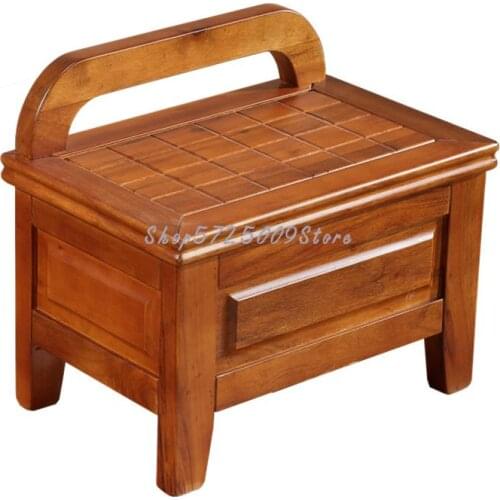 Creative Chinese Style Solid Wood Low Stool Storage Household Wooden Stool Sofa Stool Square Stool Shoes Stool Small Bench Tea T