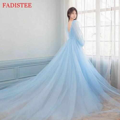 New Style Deep V-neck Evening Dresses Long Sleeves Formal Prom Dresses Party Gowns Vestidos De Fiesta