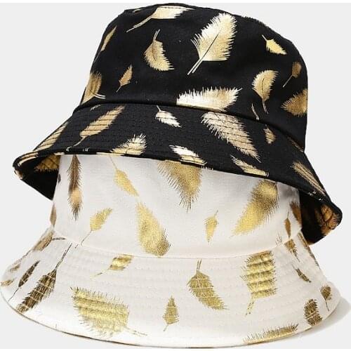 2021 Feather Bucket Hat Womens Summer Cotton Breathable Mens Fisherman Hat Trend Sun Protection Hat Unisex Panama Bob Cap