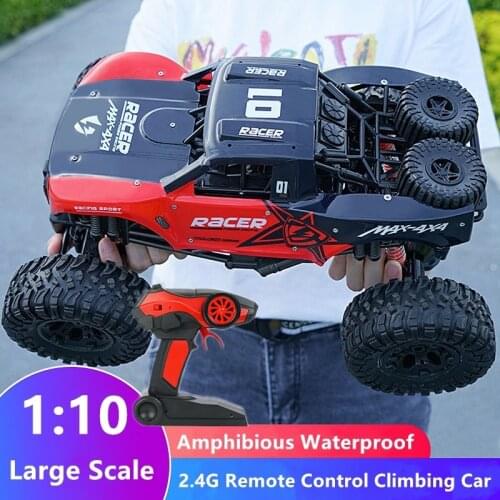 4WD 1:10 Large Scale Amphibious Waterproof RC Car Easy Slope Climbing Anti-collision Multi-terrain Off-road Racing Buggy RC Toy