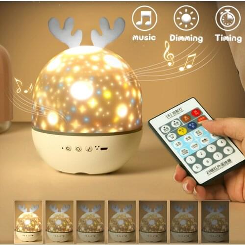 Bedside Lamp with Bluetooth Speaker Kids Bedroom Night Table Lamp USB Rechargeable Sky Projection Night Lights Birthday Gifts
