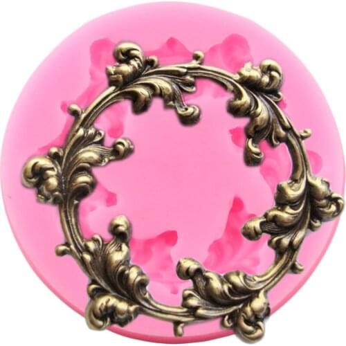Baroque Garland Relief Silicone Mold Wedding Wreath Cupcake Topper Fondant Molds Cake Decorating Tools Chocolate Gumpaste Moulds