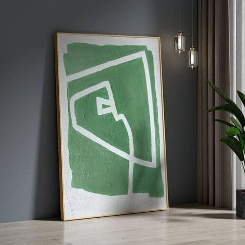 Hand Painted Abstract Painting On Canvas Large Wall Art Modern Art Cute Room Decor Minimalist Painting Green Art Nordic Decor