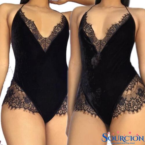 Sourcion Women Sexy Lingerie Lace Catsuit Female Underwear Bodysuit Nightwear Body Sexy Hot Pole Dance Erotic Stripper Clothes