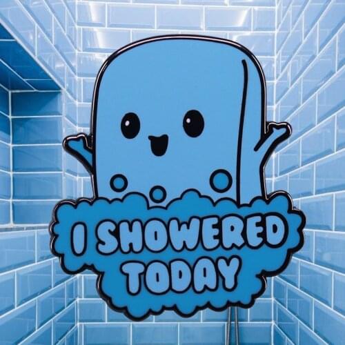 Cute Showered Blue Soap Hard Enamel Pin Adult Jokes Humor Brooch Novelty Badge