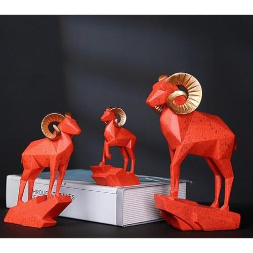 Nordic Creative Geometric Sheep Resin Accessories Bookcase Store Club Furnishing Crafts Home Livingroom Table Sculpture Decor