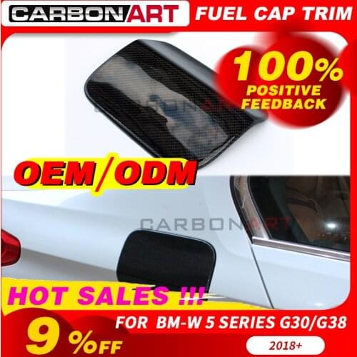 Car-styling For bm-w 5 Series G30 Carbon Fiber Fuel Cap Cover Glossy Finish Gas Oil Tank Accessories Fibre Drift Trim Part
