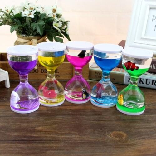 Dolphin Hourglass Floating Oil Liquid Motion Bbler Timer Hour Glass Toy