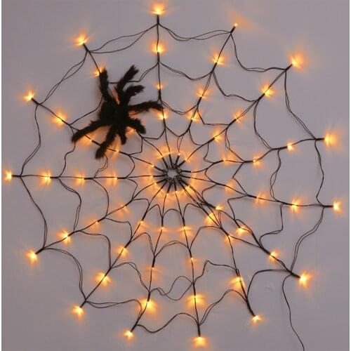 Halloween Spider Web Light with Remote Control 8 Modes Adjustable USB Charging Decoration for Party