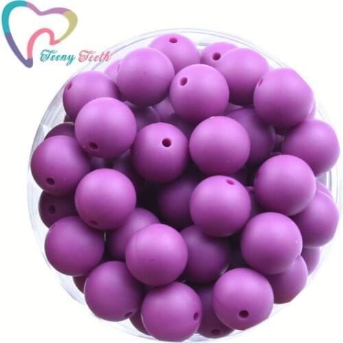 Teeny Teeth 100 PCS Soft Beads French Plum Round 9-19 MM Silicone Teething Beads For DIY Jewelry Making Pacifier Clip Necklace
