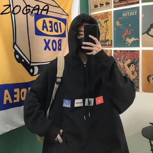 ZOGAA Mens Hoodie Harajuku Student Sweatshirt Personality Fashion Print Hip Hop Streetwear Mens Womens Pullover Sweatshirt
