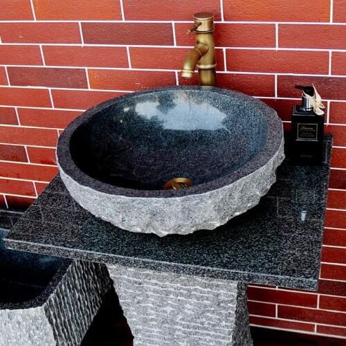 Outdoor Natural Stone Pedestal Basin Floor Integrated Outdoor Face Washing Modern Art Retro Domestic Wash Basin