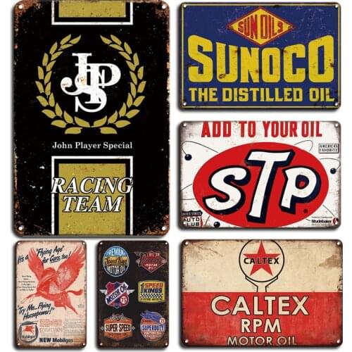 Motor Oil Metal Plaque Tin Sign Vintage STP Metal Tin Poster Retro Gas Station Decorative Plaque Personalized Art Wall Sticker