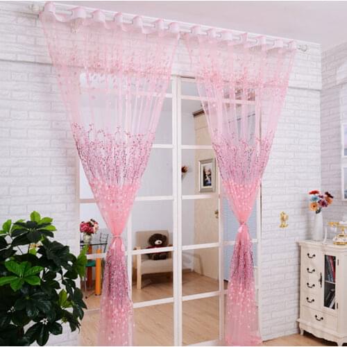 Wear Rods Voile Window Curtain For Children Room Living Room Curtain Floral Pattern Sheer Voile Panel Drapes Curtains