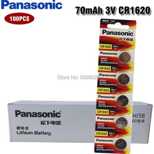 PANASONIC 100Pcs 3V CR1620 LM1620 DL1620 ECR1620 5009LC Lithium Battery Button Coin Cell For Main Board Remote Control Toy