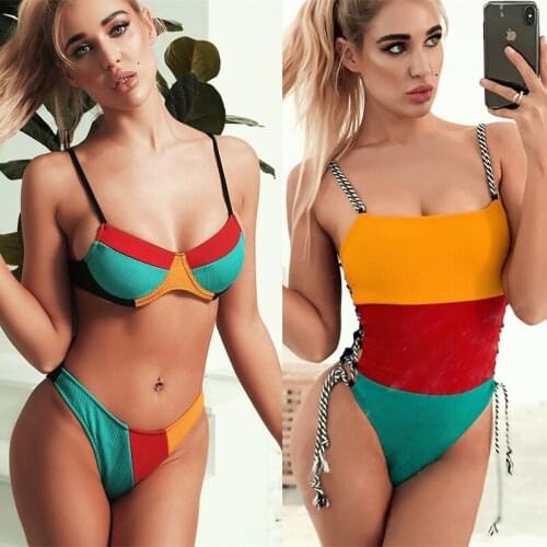 2021 Sexy Swimwear Women One Piece Swimsuit Patchwork Swimsuit Female Swimming Suit Lady Micro Monokini Maillot De Bain Femme