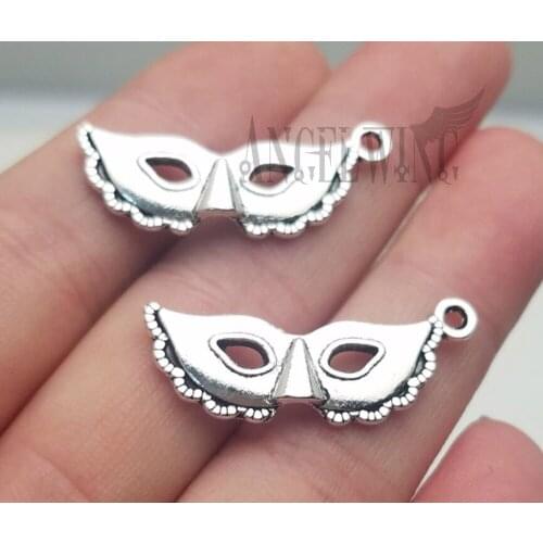 25pcs/lot--31x12mm, mask chams,Antique silver plated Drama Mask charms,DIY supplies,Jewelry accessories