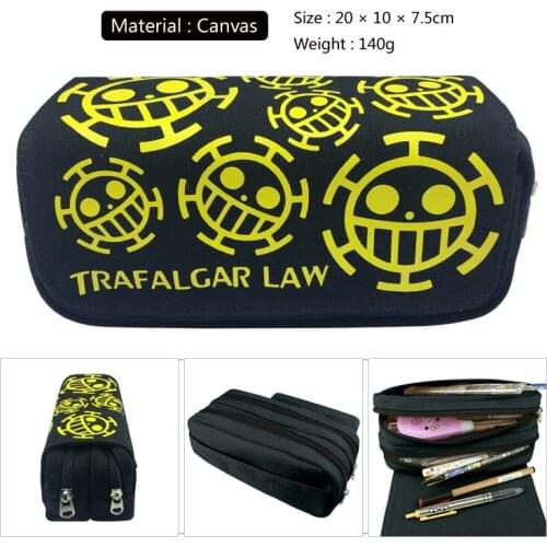 Anime One Piece Luffy Pencil Case Wallet Double Zippers School Supplies Stationery Boys Girl Gift