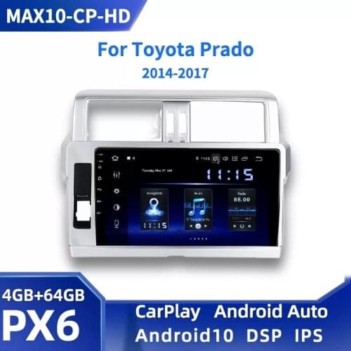 Dasaita 10.2" IPS Car 1 Din Android 10.0 Radio Navigation for Toyota Prado 2014 2015 MP3 1280*720 BT5.0 RAM 4GB 64G Carplay