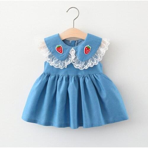 Childrens dress summer baby girl sleeveless denim vest skirt childrens summer dress