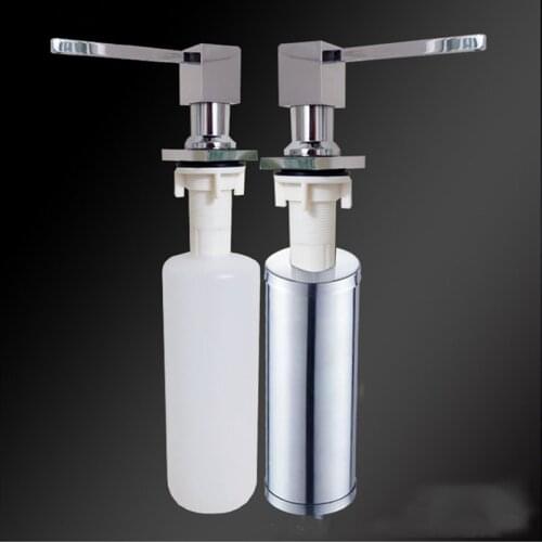 Liquid Soap Dispenser Black/Chrome Brass Square Pump With Bottle Finished Soap Dispensers Built in Kitchen Sink Top Dispenser