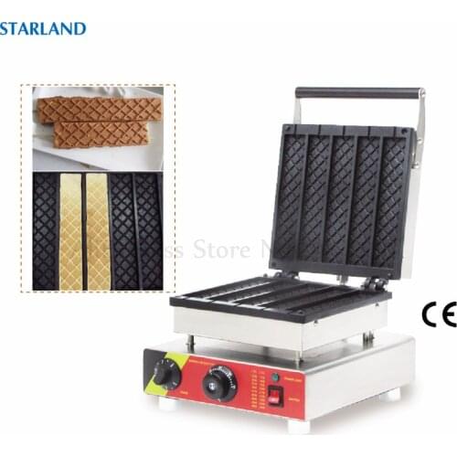 Electric Non-Stick Rectangle Waffle Machine 5Pcs Waffle Molds Commercial Stainless Steel Waffle Baking Kitchen Fittings