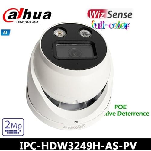 Dahua IP Camera IPC-HDW3249H-AS-PV 2MP Full-color Active Deterrence Fixed-focal Eyeball WizSense Network Camera SMD Plus POE